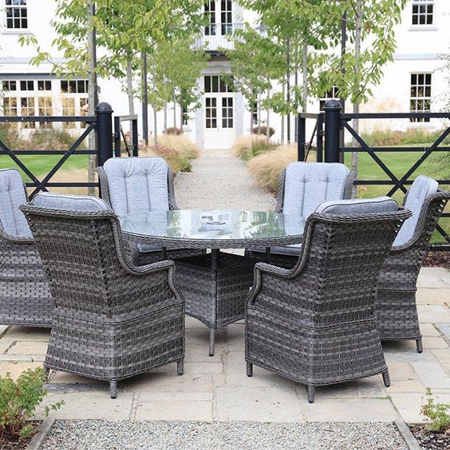 Sorrento Seat Outdoor Dining Set – Dark Grey Garden Furniture