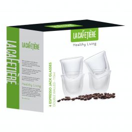 La Cafetière 4er Set Jack-Isolier-Espresso-Gläser – 113 Ml, Borosilikatglas, Doppelwandig, Spülmaschinenfest
