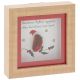 Pebble Glass Mini Plaque Christmas Robin 10x10cm