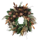 60cm Mixed Foliage, Bauble & Magnolia Wreath - Brown