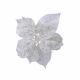 16cm Clip-On Glitter Poinsettia - White