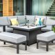 Atlas Square Casual Dining Set with Gas Fire Pit (Display Model)