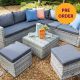 Cirrus Square Casual Lounge Set with Stools - Ash