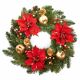 60cm Red Poinsettia Wreath with Gold Baubles