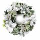 60cm White Silver Poinsettia Wreath Pre-Lit with 50 Lights