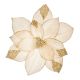 29cm Champagne Gold Velvet Poinsettia with Gold Sequins Clip On