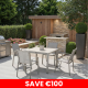 Rio 4 Seat Square Dining Set - Taupe/Pewter