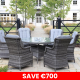 Sorrento 6 Seat Round Dining Set - Dark Grey