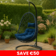 Bologna Wicker Hanging Egg Chair - Dark Blue