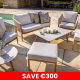 Portico 2 Seat Lounge Set with Free Side Table - Teak Folie/Almond Rope