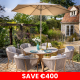 Portico 6 Seat Round Dining Set - Teak Folie/Almond Rope