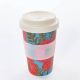 Eco Chic Bamboo Reusable Coffee Cup - Blue with Poppies