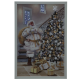 40x60cm Framed Fibre Optic Wall Art Gold Santa Delivering - Battery Operated