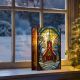 Stained Glass Lit Oranament - Victorian Church 21x13cm - Battery Operated