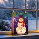 Stained Glass Lit Oranment with Snowman 21x28cm - Battery Operated