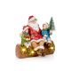 17cm Santa with Children on Log - Battery Operated