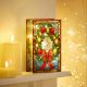 Stained Glass Lit Oranament - Christmas Wreath 21x13cm - Battery Operated