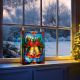 Stained Glass Lit Oranament - Christmas Bells 21x28cm - Battery Operated