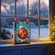 Stained Glass Lit Oranament - Christmas Bauble 21x28cm - Battery Operated