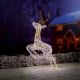 1.5m Twinkling FlexiBrights White Metal Jumping Stag with 1560 White & Warm White LED Lights