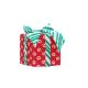 20cm Red & White Swirls Gift Box with Green Bow