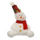 27cm Sitting White Plush Snowman with Red Scarf