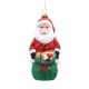 11cm Hanging Red & Green Glitter Santa Sack Decoration
