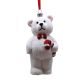 12cm Hanging White Glitter Bear with Candy Cane Decoration