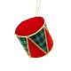 12cm Hanging Red, Green & Gold Fabric Drum