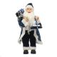 45cm Navy & Silver Standing Santa with Sack