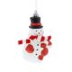 11cm Shatterproof White Glitter Snowman Candy Cane