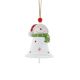 8cm Hanging White Metal Bell with Snowman