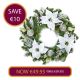 60cm White Poinsettia Wreath with Silver Baubles