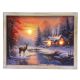 Framed Battery Operated LED Canvas - Reindeer Scene 40x30cm