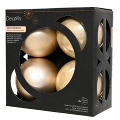 Plain Baubles 10cm x 4 Pearl