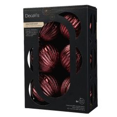 Plain Baubles 8cm x 6 Oxblood