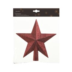 Glitter Treetopper Star 19cm - Oxblood