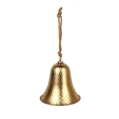24cm Metal Hanging Bell on Rope - Gold