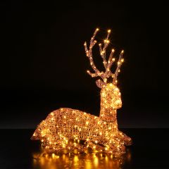 85cm Copper Acrylic Resting Dad Deer with 180 LED Lights
