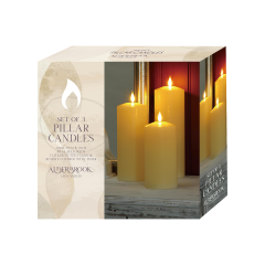 Alderbrook Ivory Large Pillar Battery Operated Candles - Set of 3