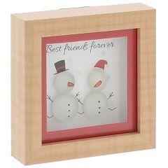 Pebble Glass Mini Plaque Christmas Snowman 10x10cm