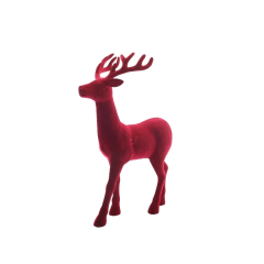 45cm Flocked Reindeer - Burgundy