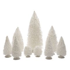 Christmas Village White Pine Tree Assortment - Pack of 9