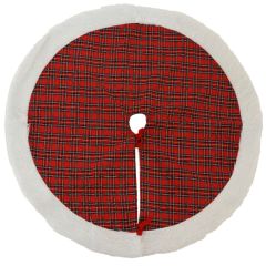 Red Check Polyester Tree Skirt 90cm
