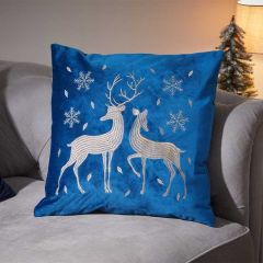 Reindeer Cushion - Sapphire 45x45cm