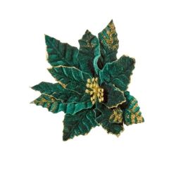 Vivid Greens Clip-On Poinsettia 18cm - Style 2