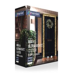 800 UltraBright Cluster LED Christmas Lights - White & Warm White