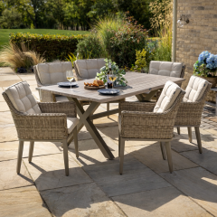 Arley 6 Seat Rectangular Dining Set - Latte/Biscotti