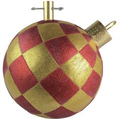 Bauble Red & Gold Checks Christmas Tree Stand 45x43x41cm