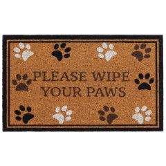 Coir Door Mat Wipe Your Paws Border 45x75